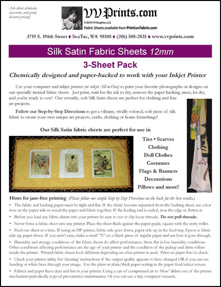 [Silk Satin Inkjet Printable Fabric Sheets]